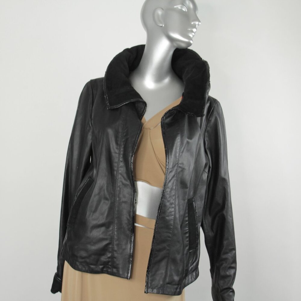 Cassandra Los Angeles Black Leather Jacket with hood
